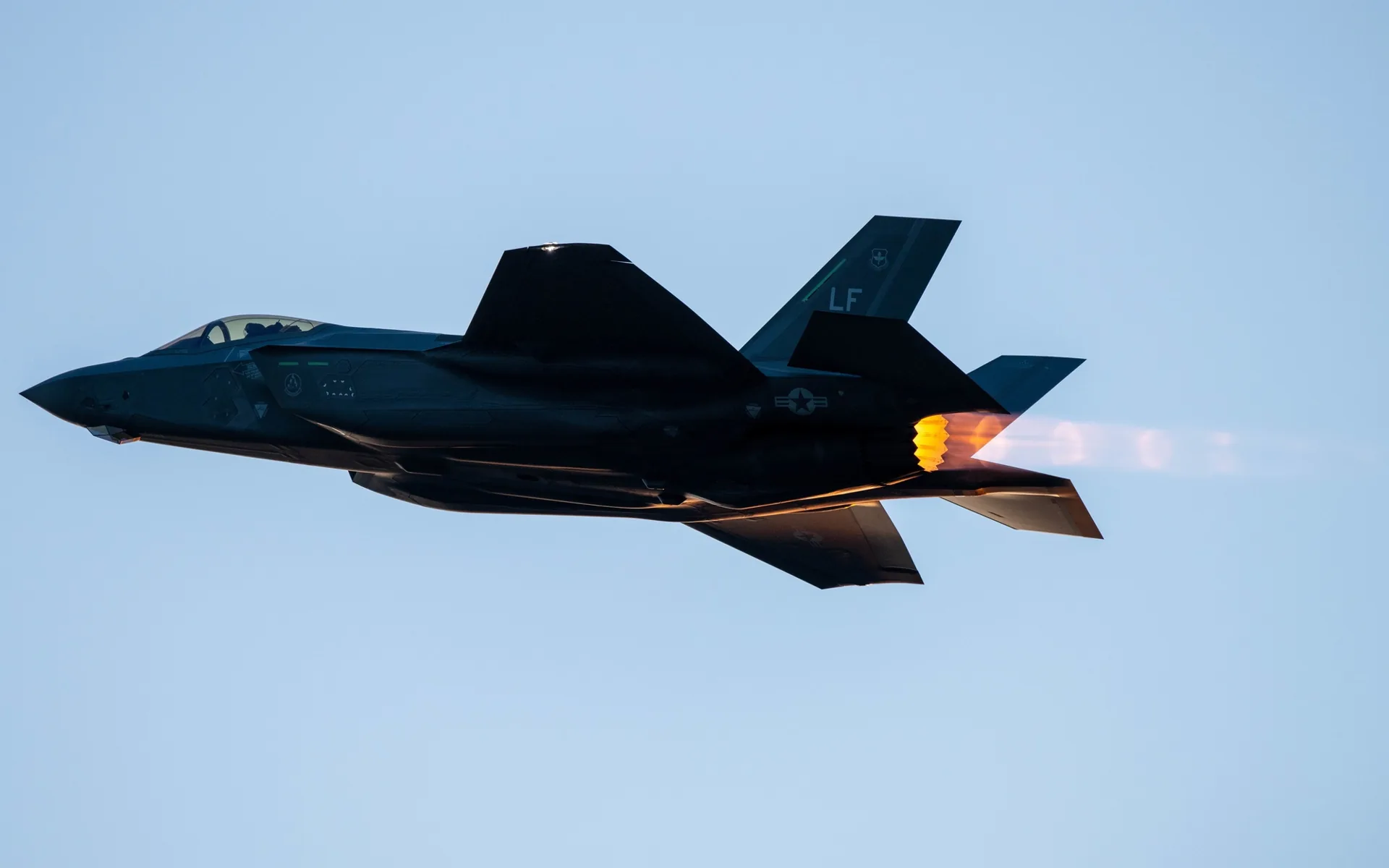F-35A in evening flight, archival aviation image