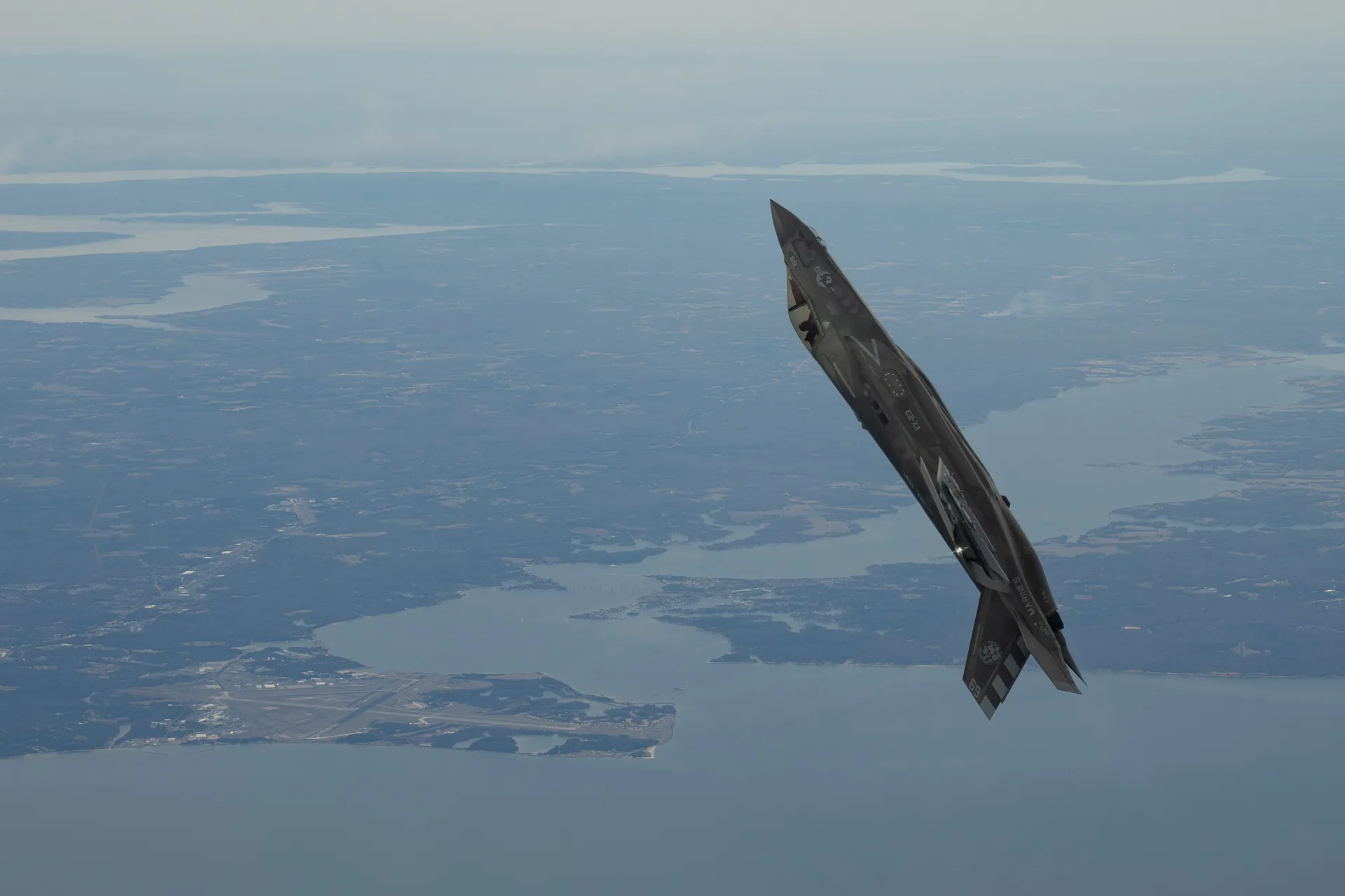 F-35B banking, archival military aviation photograph
